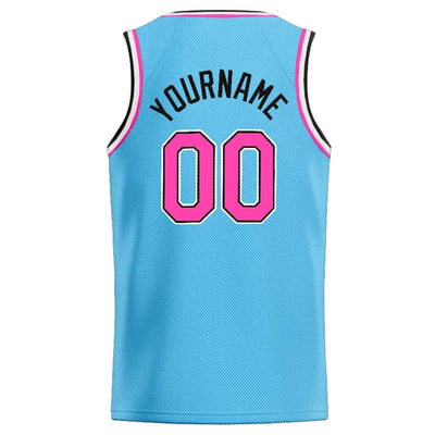Custom Stitched Basketball Jersey for Men, Women And Kids Light Blue-Pink-White-Black enthsush