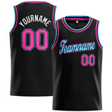 Custom Stitched Basketball Jersey for Men, Women And Kids Black-Pink-Light Blue