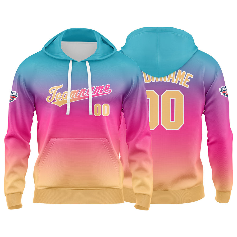 Custom Gradient Hoodie For Man Woman Girl Boy Print Your Logo Name Number Tonal Blue enthsush