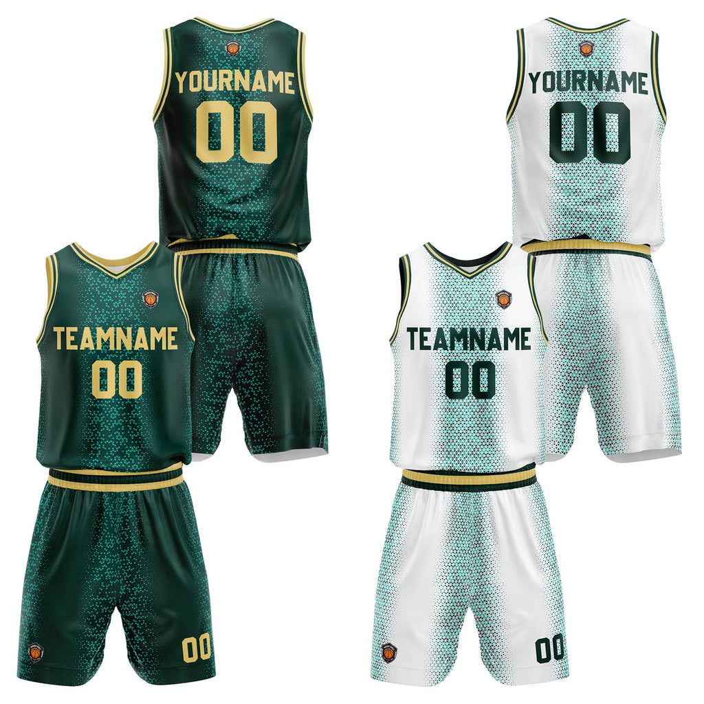Custom Dark Green Reversible Basketball Suit for Adults and Kids Personalized Jersey enthsush