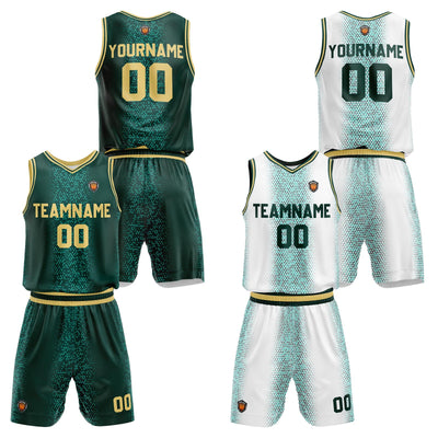 Custom Dark Green Reversible Basketball Suit for Adults and Kids Personalized Jersey enthsush