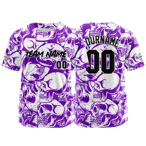 Custom Baseball Jersey Personalized Baseball Shirt for Men Women Kids Youth Teams Stitched and Print Purple&White enthsush