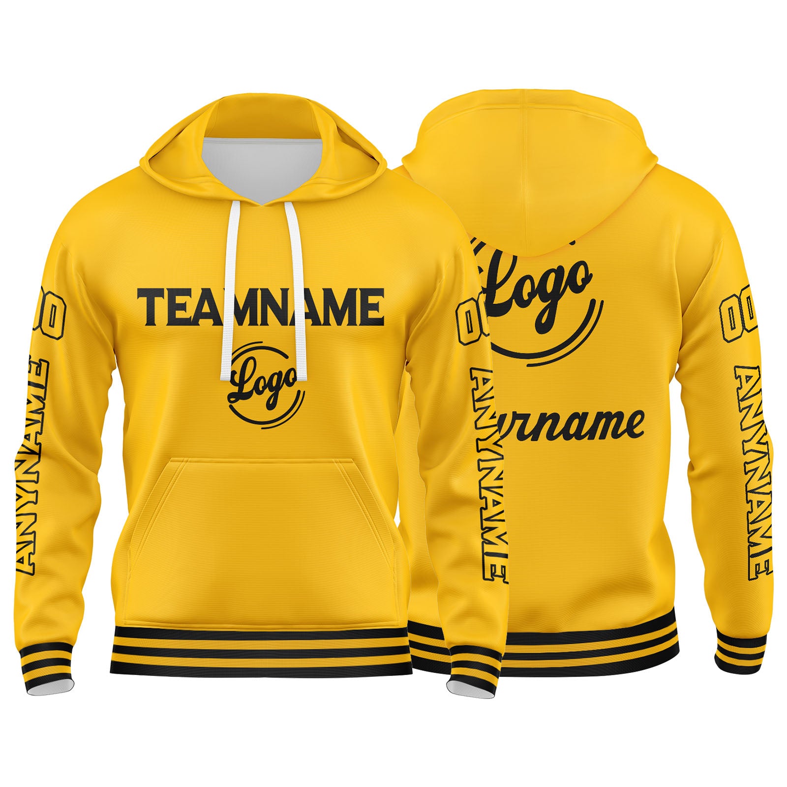 Custom Yellow Sweatshirt Hoodie For Men Women Girl Boy Print Your Logo Name Number enthsush