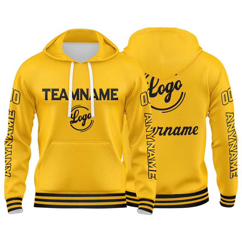 Custom Yellow Sweatshirt Hoodie For Men Women Girl Boy Print Your Logo Name Number