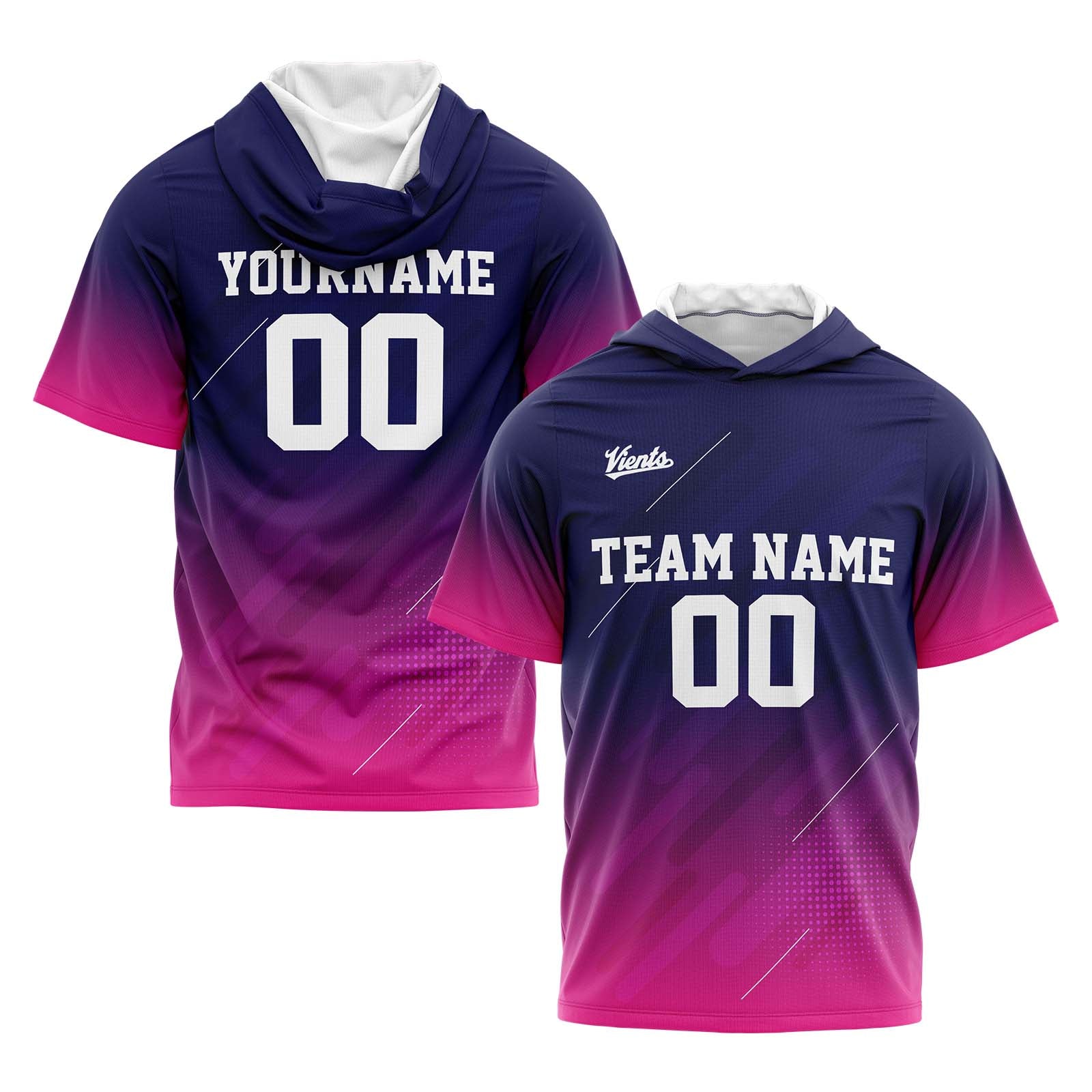 Custom Navy Pink Sleeve Hoodies for Men Women Shirts with Hoods Printed Name Logo enthsush