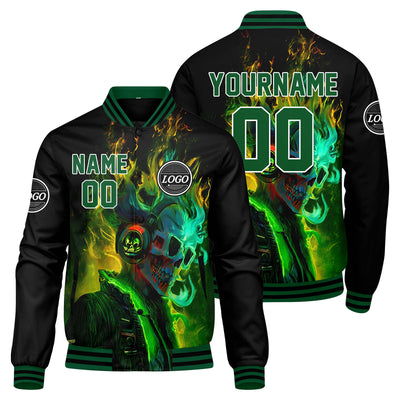Custom Varsity Jacket Letterman jacket for Men, Women and Youth Green Black enthsush