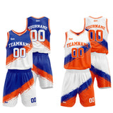 Custom Basketball Jersey Uniform Suit Printed Your Logo Name Number Royal-Orange-White