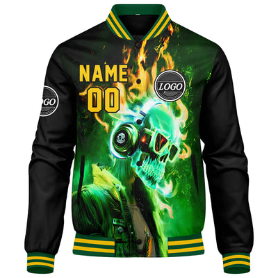 Custom Varsity Jacket Letterman jacket for Men, Women and Youth Green Yellow enthsush