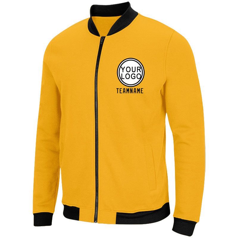 Custom Long Sleeve Windbreaker Jackets Uniform Printed Your Logo Name Number Yellow-Black-White enthsush