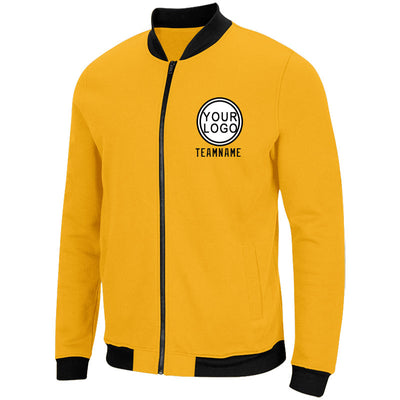Custom Long Sleeve Windbreaker Jackets Uniform Printed Your Logo Name Number Yellow-Black-White enthsush