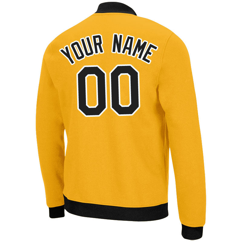 Custom Long Sleeve Windbreaker Jackets Uniform Printed Your Logo Name Number Yellow-Black-White enthsush
