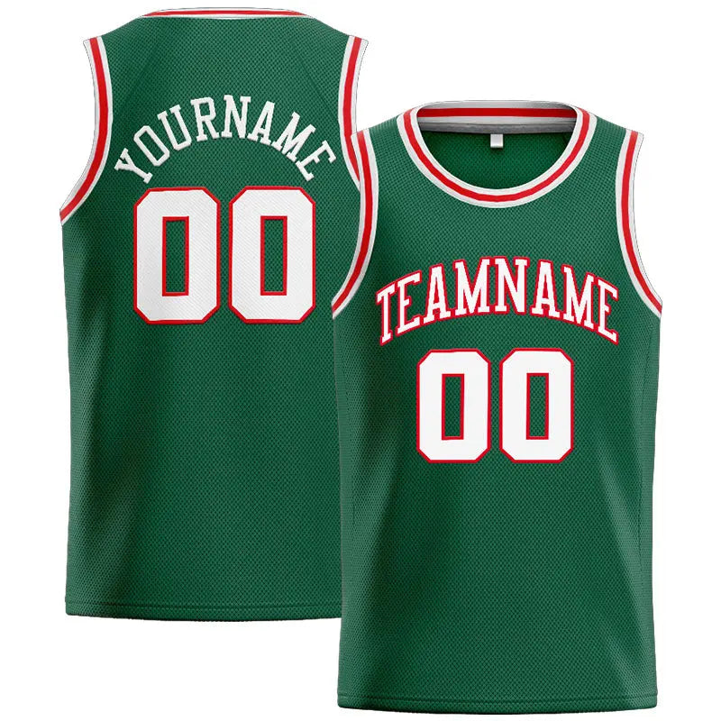 Custom Stitched Basketball Jersey for Men, Women And Kids Green-White-Red enthsush