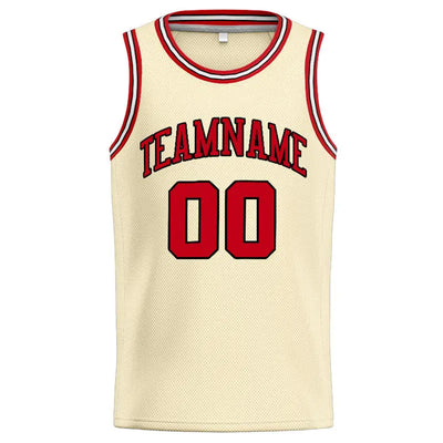 Custom Stitched Basketball Jersey for Men, Women And Kids Cream-Red-Black enthsush