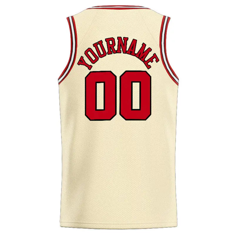 Custom Stitched Basketball Jersey for Men, Women And Kids Cream-Red-Black enthsush