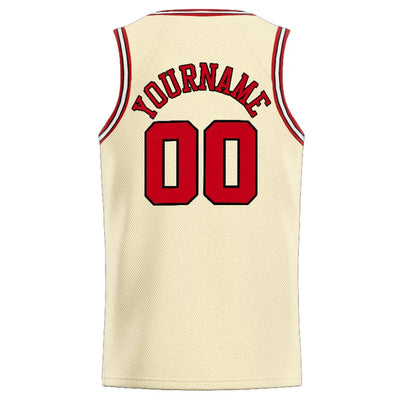 Custom Stitched Basketball Jersey for Men, Women And Kids Cream-Red-Black enthsush
