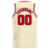 Custom Stitched Basketball Jersey for Men, Women And Kids Cream-Red-Black