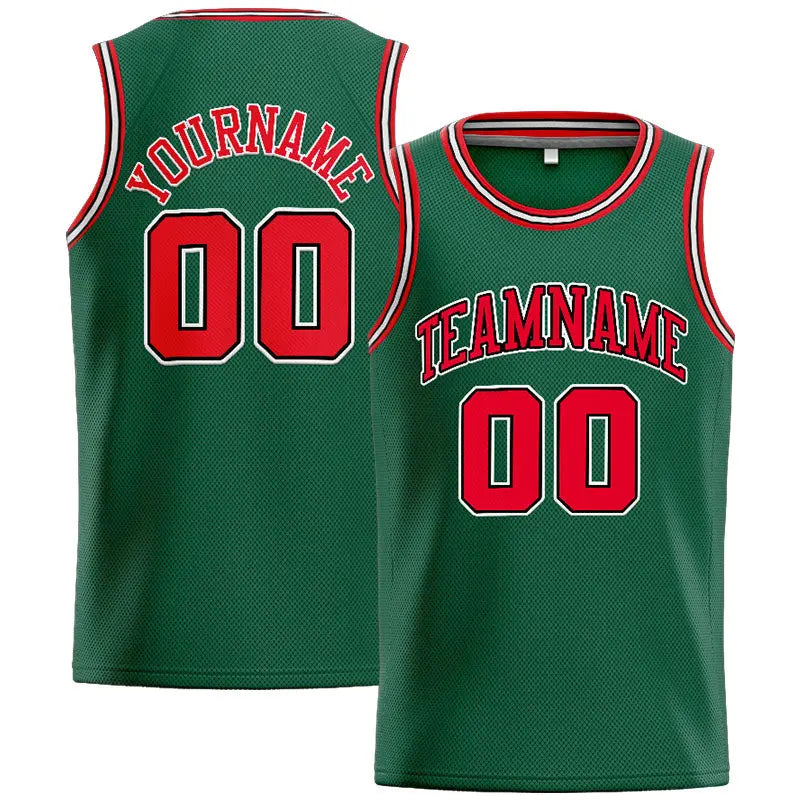 Custom Stitched Basketball Jersey for Men, Women And Kids Green-Red enthsush