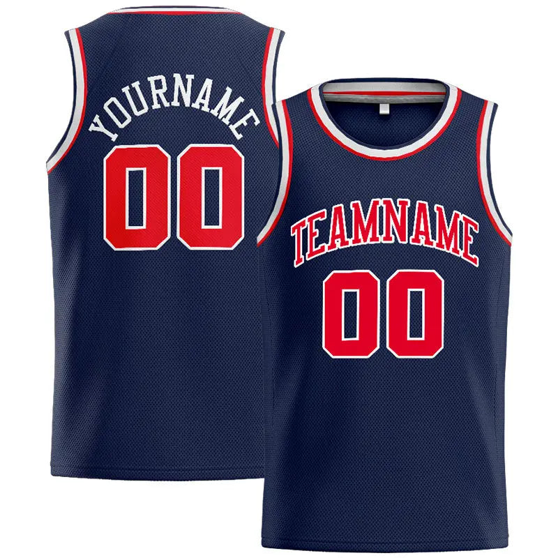 Custom Stitched Basketball Jersey for Men, Women And Kids Navy-Red-White enthsush