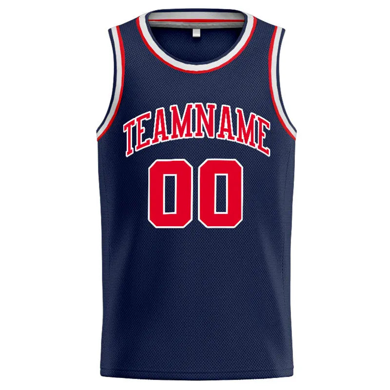 Custom Stitched Basketball Jersey for Men, Women And Kids Navy-Red-White enthsush
