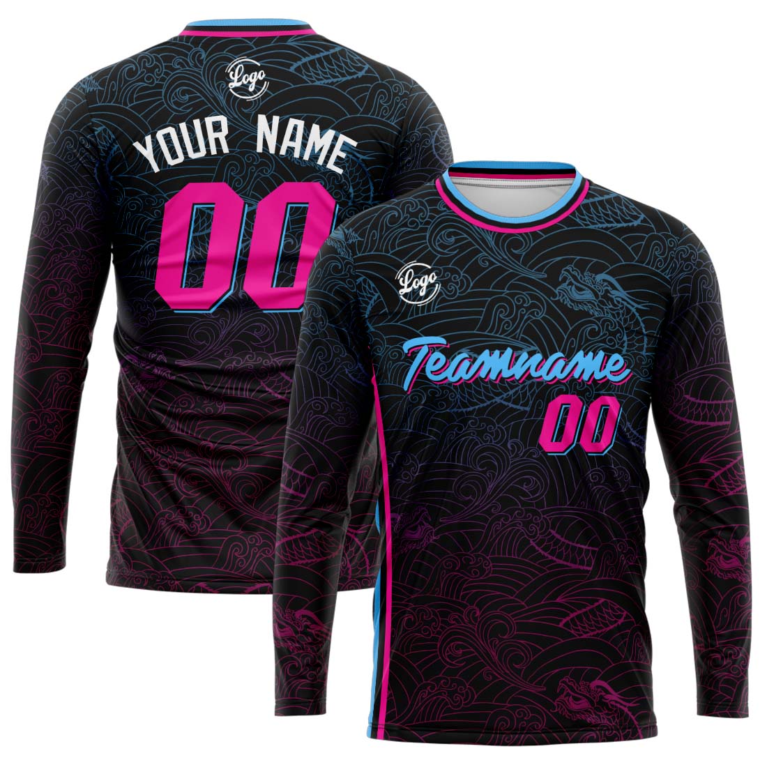 Custom Basketball Soccer Football Shooting Long T-Shirt for Adults and Kids Black enthsush