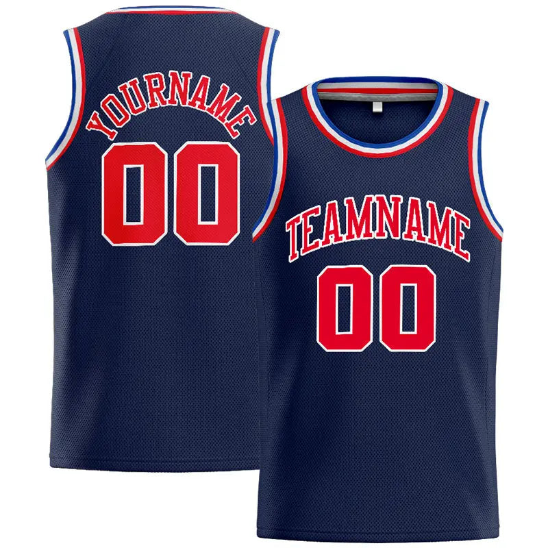Custom Stitched Basketball Jersey for Men, Women And Kids Navy-Red-Royal enthsush