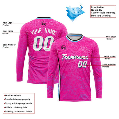 Custom Basketball Soccer Football Shooting Long T-Shirt for Adults and Kids Pink enthsush