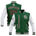 Custom Green White Brown Waterproof Varsity Jackets Personalized Stitched Name Number Logo to Letterman Jackets enthsush
