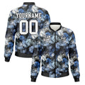 Custom Long Sleeve Windbreaker Jackets Uniform Printed Your Logo Name Number Blue Flower enthsush