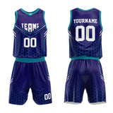 Custom Basketball Jersey Uniform Suit Printed Your Logo Name Number Purple-Teal