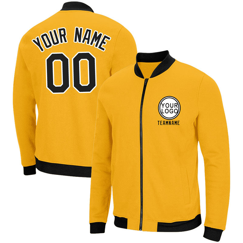Custom Long Sleeve Windbreaker Jackets Uniform Printed Your Logo Name Number Yellow-Black-White enthsush