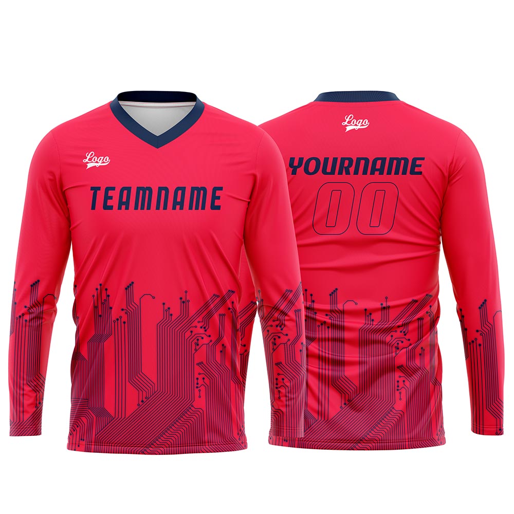 Custom Rose Red Dark Blue Basketball Soccer Football Shooting Long T-Shirt for Adults and Kids enthsush