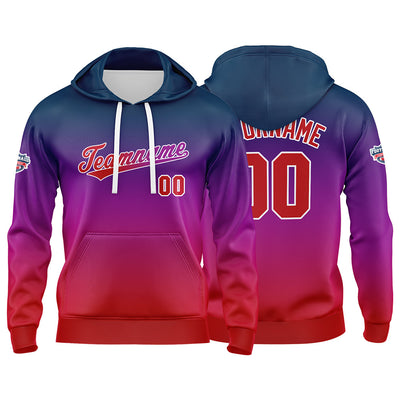 Custom Gradient Hoodie For Man Woman Girl Boy Print Your Logo Name Number Blue Purple Red enthsush