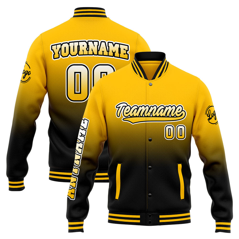Custom Varsity Jacket Letterman jacket for Men, Women and Youth Yellow Black enthsush