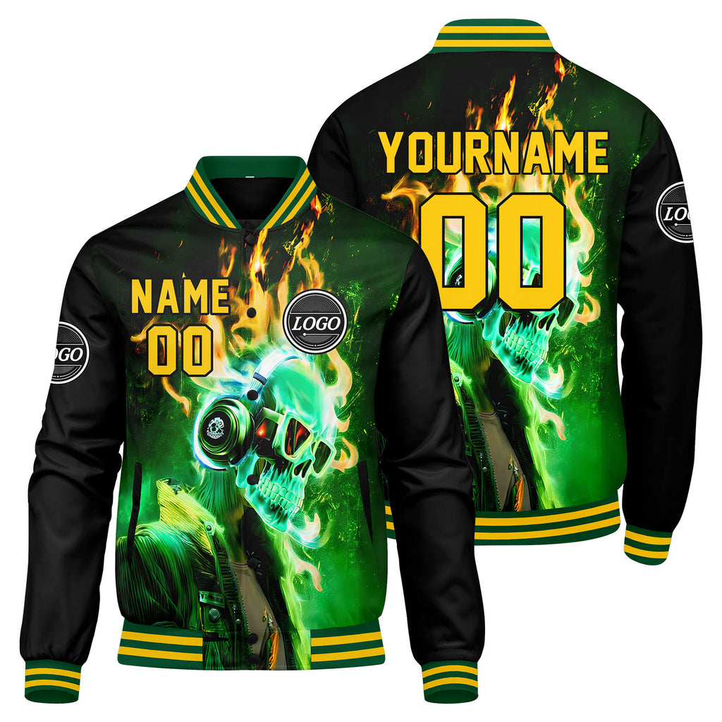 Custom Varsity Jacket Letterman jacket for Men, Women and Youth Green Yellow enthsush