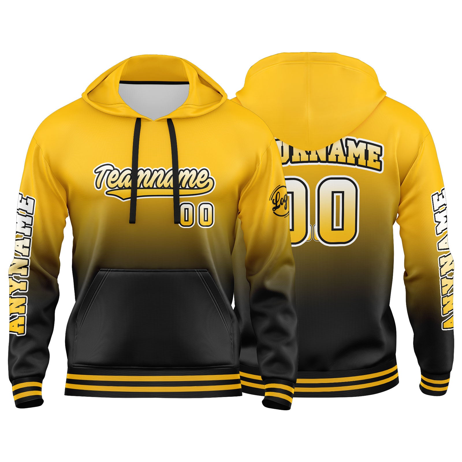 Custom Yellow Black Sweatshirt Hoodie For Men Women Girl Boy Print Your Logo Name Number enthsush