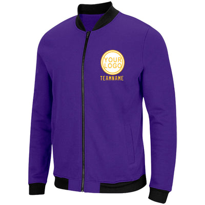 Custom Long Sleeve Windbreaker Jackets Uniform Printed Your Logo Name Number Purple-Yellow-White enthsush