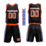 Custom Basketball Jersey Uniform Suit Printed Your Logo Name Number Black-Orange-Royal