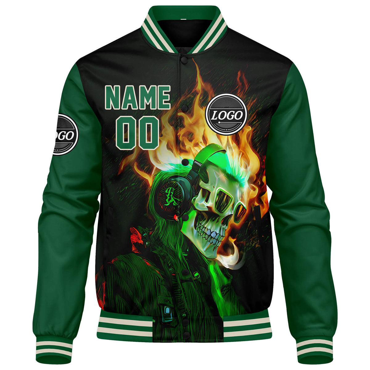 Custom Varsity Jacket Letterman jacket for Men, Women and Youth Green Black enthsush
