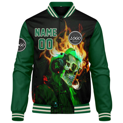 Custom Varsity Jacket Letterman jacket for Men, Women and Youth Green Black enthsush