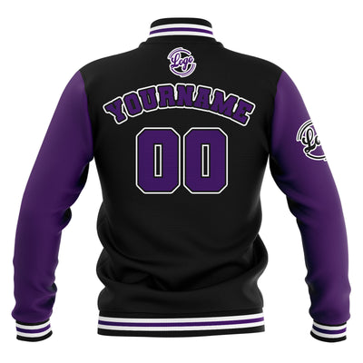 Custom Black Purple White Waterproof Varsity Jackets Personalized Stitched Name Number Logo to Letterman Jackets enthsush