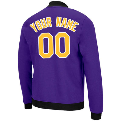 Custom Long Sleeve Windbreaker Jackets Uniform Printed Your Logo Name Number Purple-Yellow-White enthsush