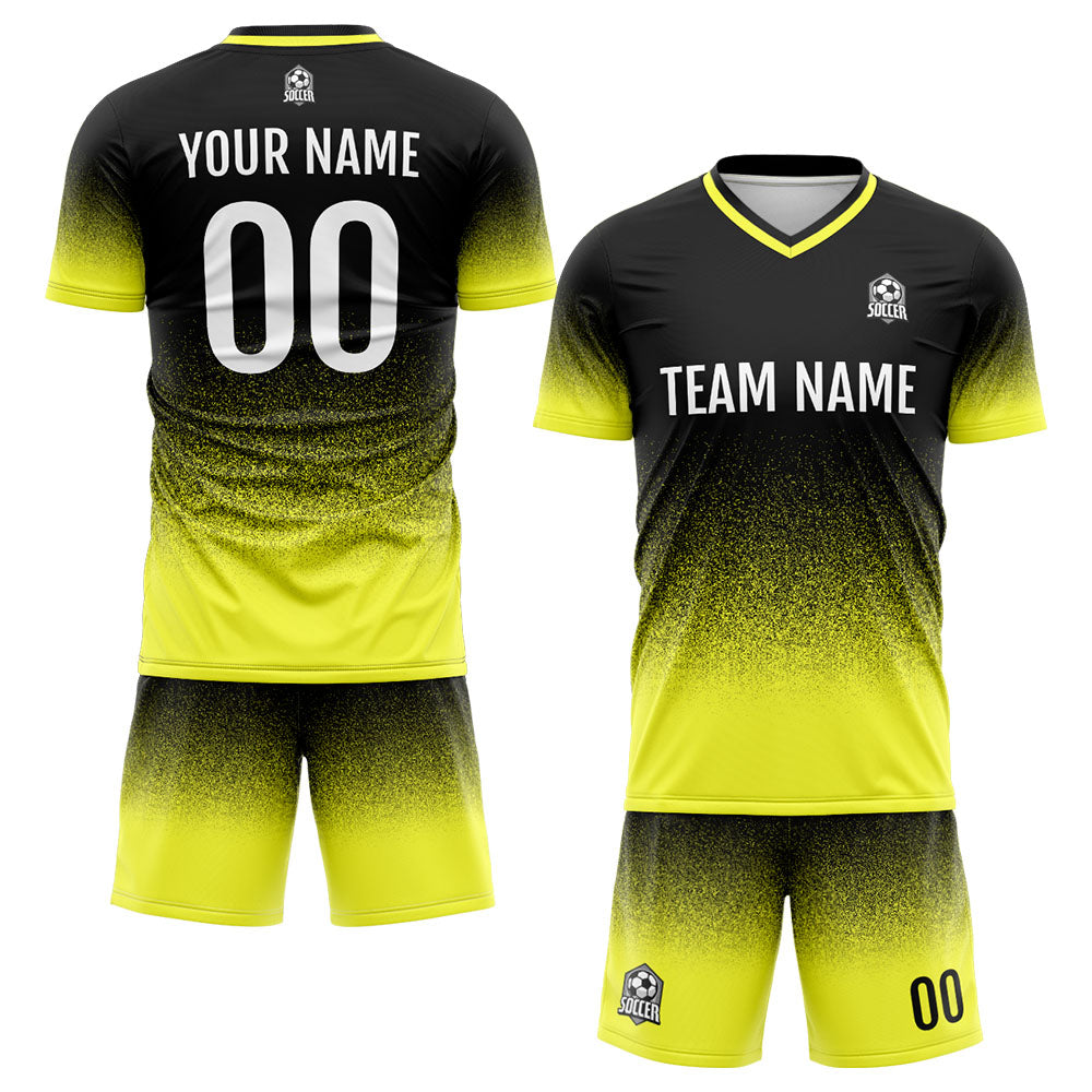Custom Soccer Jerseys for Men Women Personalized Soccer Uniforms for Adult and Kid Black&Yellow enthsush