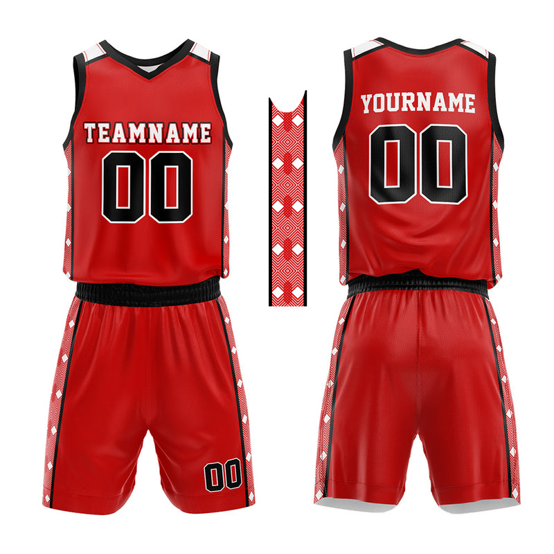 Custom Basketball Jersey Uniform Suit Printed Your Logo Name Number Red-Black enthsush