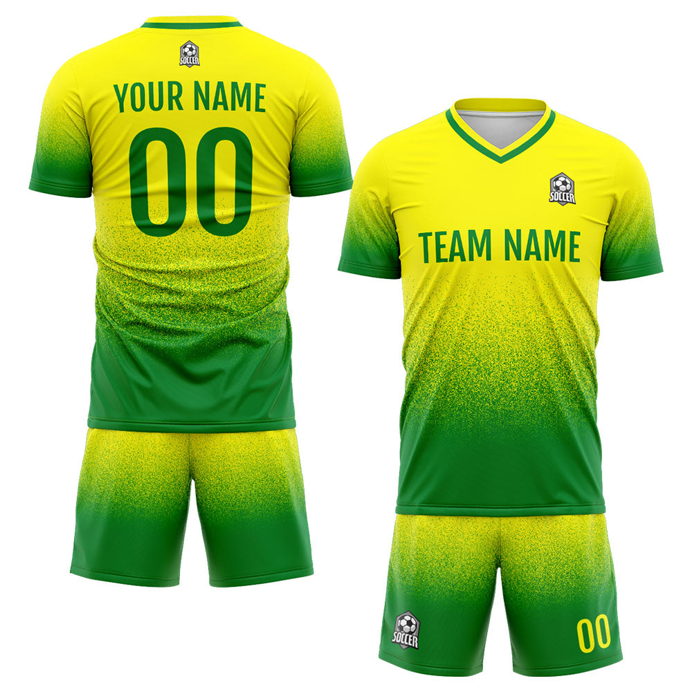 Custom Soccer Jerseys for Men Women Personalized Soccer Uniforms for Adult and Kid Yellow&Green enthsush