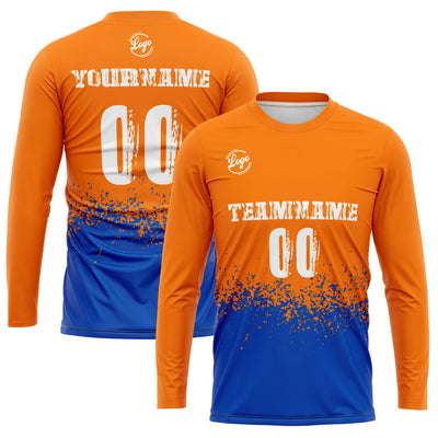 Custom Basketball Soccer Football Shooting Long T-Shirt for Adults and Kids Orange&Royal enthsush