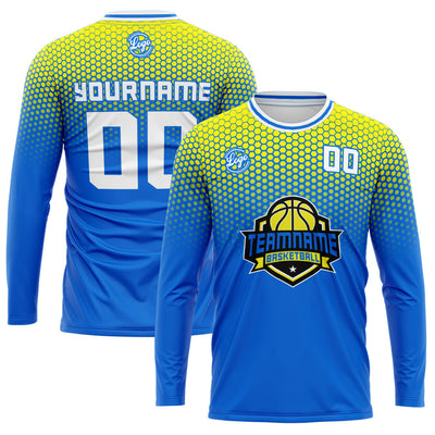 Custom Basketball Soccer Football Shooting Long T-Shirt for Adults and Kids Yellow&Light Blue enthsush