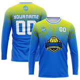 Custom Basketball Soccer Football Shooting Long T-Shirt for Adults and Kids Yellow&Light Blue