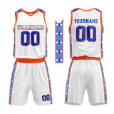 Custom Basketball Jersey Uniform Suit Printed Your Logo Name Number White-Orange-Royal