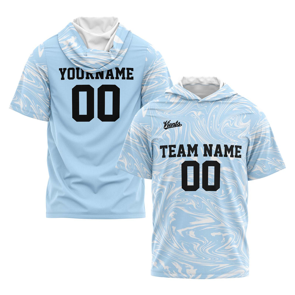 Custom Light Blue Sleeve Hoodies for Men Women Shirts with Hoods Printed Name Logo enthsush