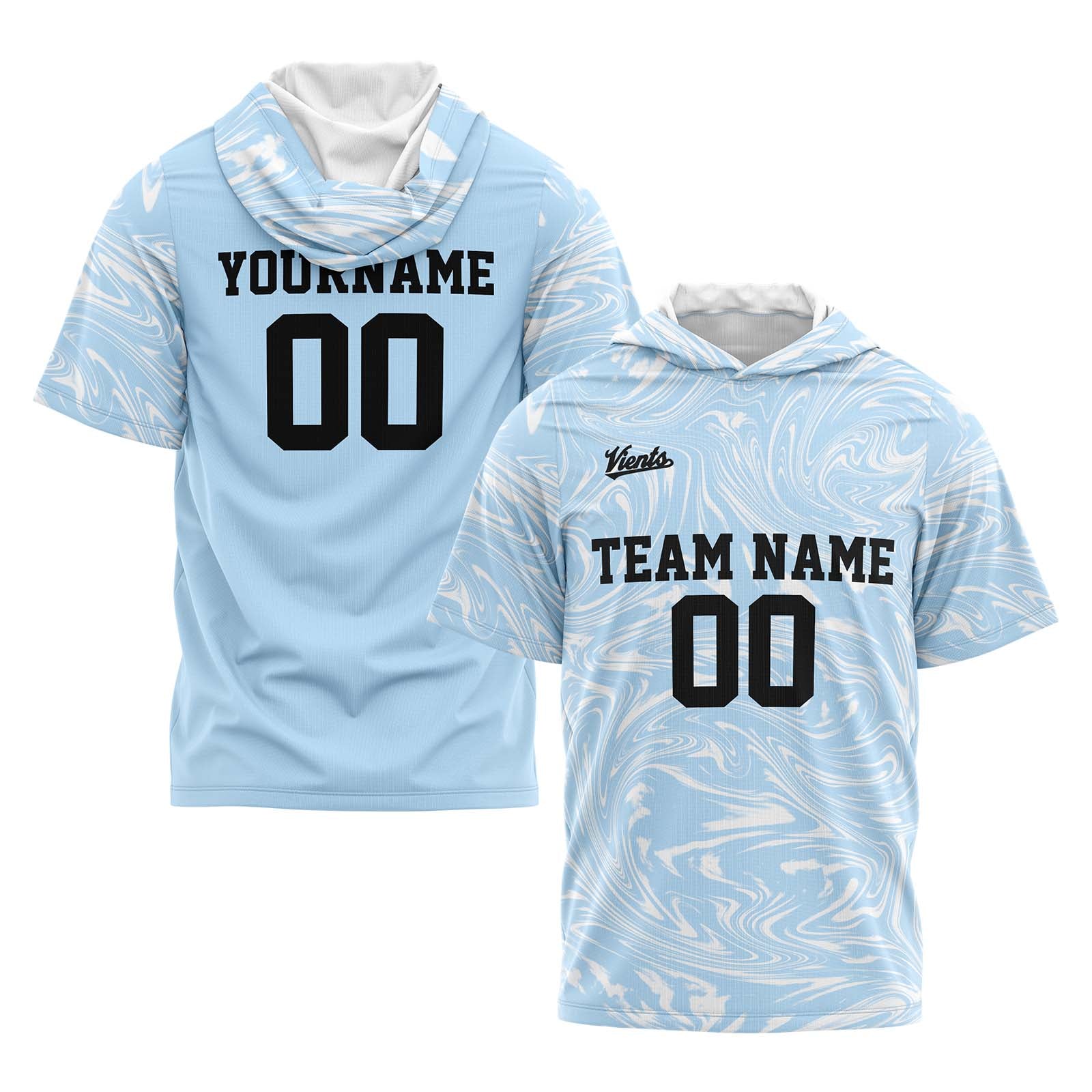Custom Light Blue Sleeve Hoodies for Men Women Shirts with Hoods Printed Name Logo enthsush
